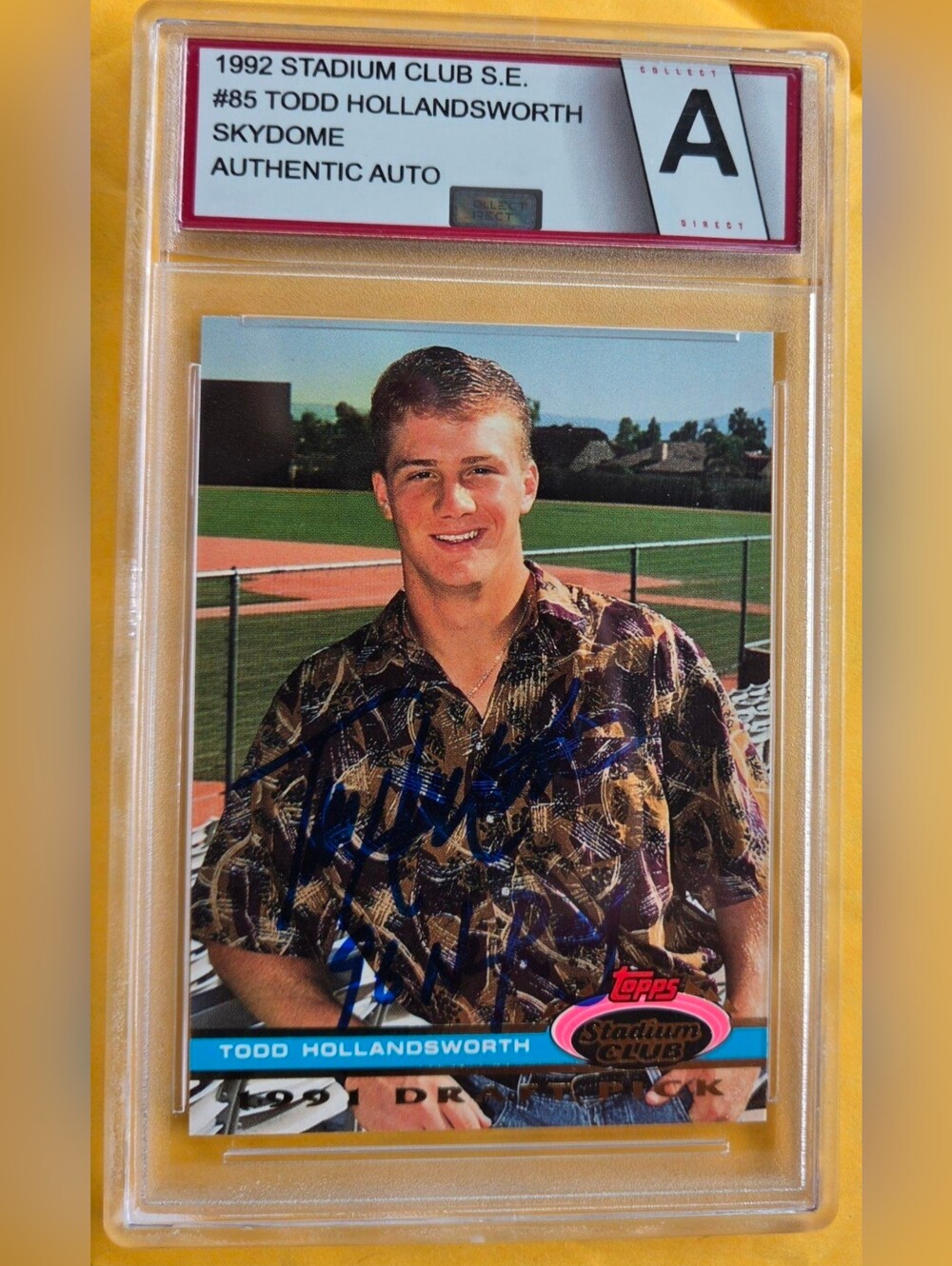 Topps 1992 Stadium Club S.E. Skydome Todd Hollandsworth #85 Auto Dodgers
